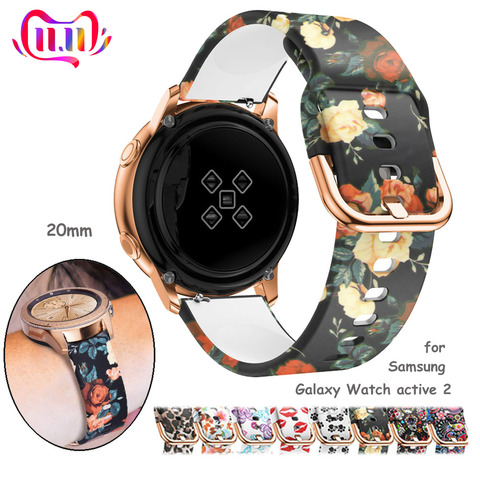 20mm watch strap for Samsung Galaxy Watch active 2/42mm Gear S2/Sport band Printed silicone bracelet Amazfit bip ► Photo 1/6