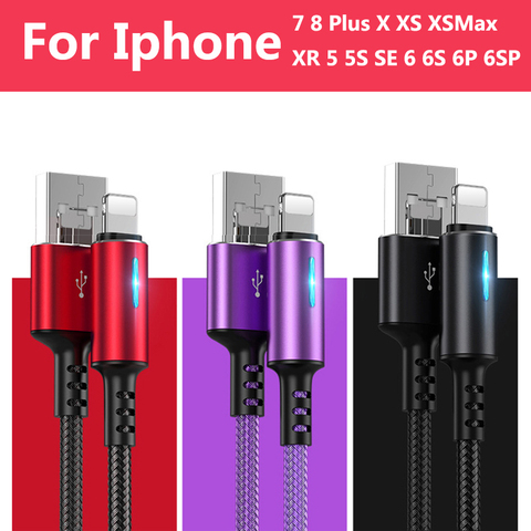 Data USB Cable for iPhone Fast Charger Charging Cable For iPhone 7 8 Plus X XS Max XR 5 5S SE 6 6S Plus Charger Wire For iPad ► Photo 1/6