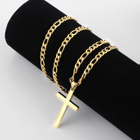 4.5MM Figaro Chain Necklace Gold 316L Stainless Steel For men Women Fashion Jewelry Gift Cross pendant Waterproof NK necklaces ► Photo 1/6