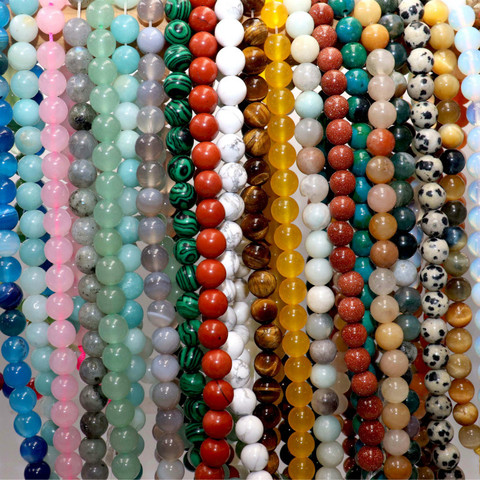 Wholesale 4 6 8 10 MM Natural Stone Beads Lava Tiger Eye Agates Lapis lazuli Loose Stone Beads For Jewelry DIY Bracelet Necklace ► Photo 1/6