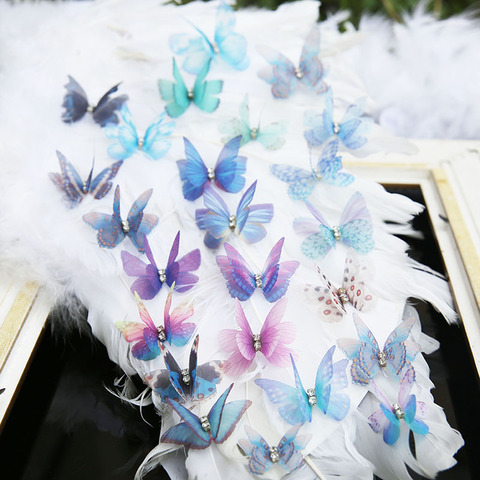 Double Layer Rhinestones Organza Butterfly DIY Hair Pin Making Ethereal Tulle Butterfly For Wedding Dress Garment Decoration ► Photo 1/6