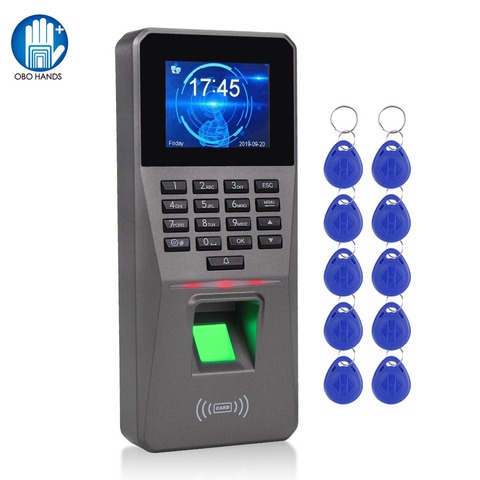 2.4inch TCP/IP/USB Biometric RFID Fingerprint Access Control System Electronic Time Clock Attendance Machine +10 Keyfobs ► Photo 1/6