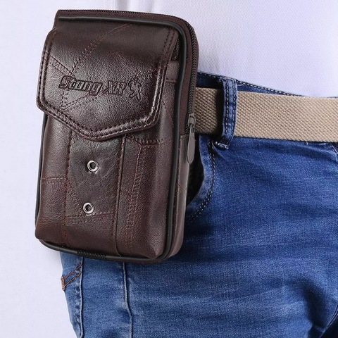 Men Cowhide Leather Fanny Waist Bag Classic Texture Creative Delicate Design Chic Business Solid Mobile Phone Belt Bum Pouch ► Photo 1/6