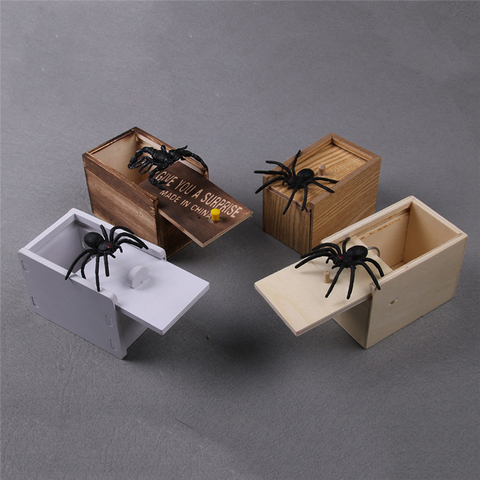 Spider Scare Box Case Magic Tricks Close up Magia Mystery Box Magie Prank-Wooden Scarebox illusion Gimmick Props Joke Toys ► Photo 1/6