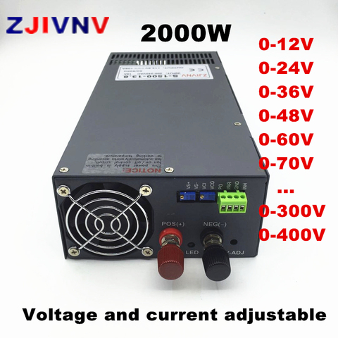 Adjustable 2000W Switching Power Supply 0-12V 15V 24V 27V 36V 48V 60V 72V 110V 220v 300V 400VDC power supply 110/220VAC INPUT ► Photo 1/6