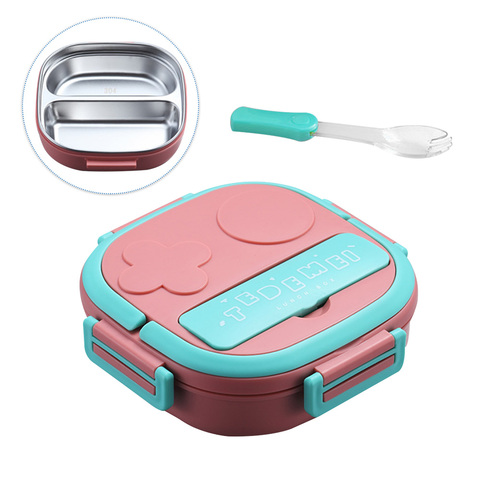 550ML Kids Baby Snacks Container Outdoor Picnic Stainless Steel Lid Bento With Compartment Travel Leakproof Lunch Box School ► Photo 1/6