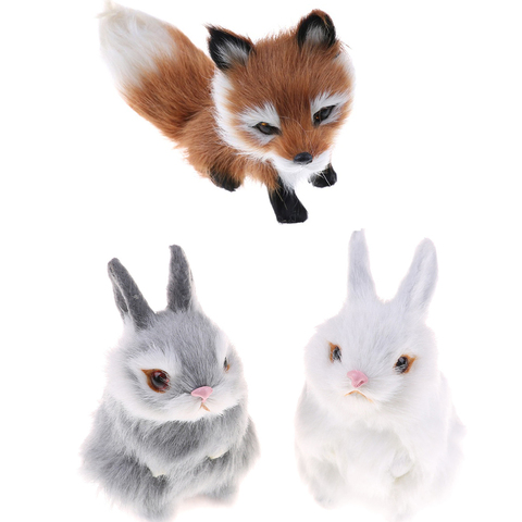 1PCS Simulation Mini Pocket Toy Cute Artificial Animal Small Rabbit Fox Plush Toys Kids Toys Decorations Birthday Gift ► Photo 1/1