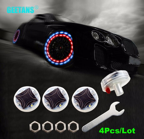 GEETANS Car Waterproof Solar Energy Wheel Light Decorative Flashing Colorful LED Tire Light Gas Nozzle Cap Motion Sensors CJ ► Photo 1/6