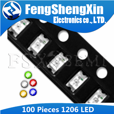 100pcs/lot 1206 LED 3.2*1.6MM Highlighting SMD LED light-emitting diodes  RED  White yellow blue green orange ► Photo 1/1