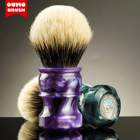 OUMO BRUSH- 2022/8/1 CHUBBY  Art shaving brush with SHD fan Manchuria badger knot gel city 26MM ► Photo 1/1