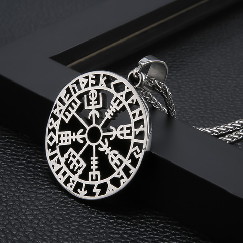 Classic Hollow Design Viking Vegvisir Compass Necklace Pendant 316L Stainless Steel Nordic Runes Pendant Scandinavian Norse Gift ► Photo 1/5