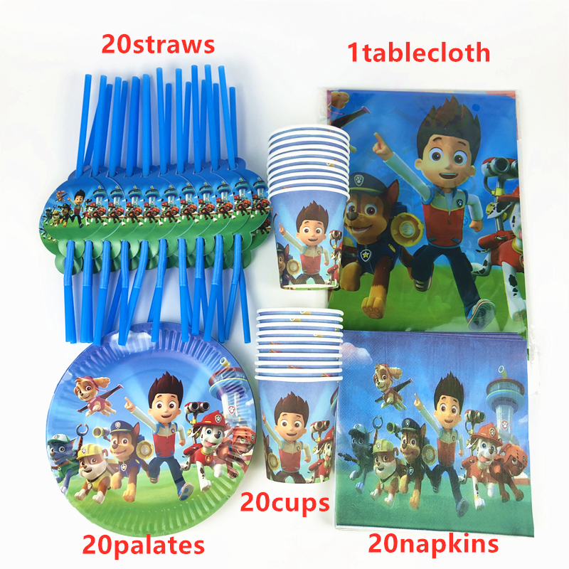 Price history & Review on 81Pcs Paw Patrol Theme Kids Girl Birthday Party Paper Disposable Cup+Plate+Napkin+Straw+Tablecloth Supplies | AliExpress - Amy's Store | Alitools.io