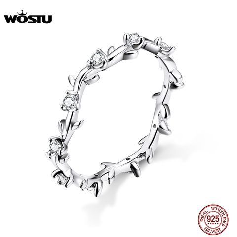 WOSTU Genuine 925 Sterling Silver Branch With Clean Zircon Rings For Women Fashion Jewelry Hot Sale 2022 New Arrival CQR625 ► Photo 1/6