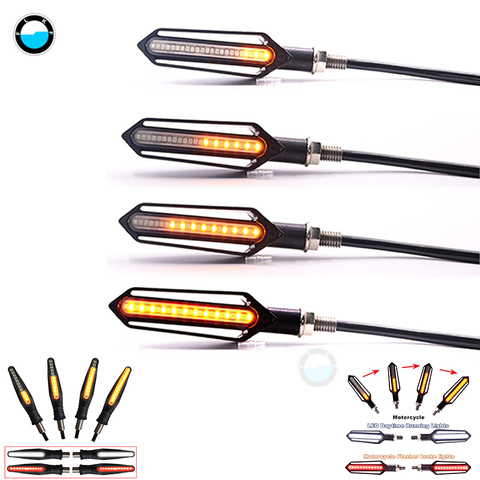 4X LED Motorcycle Turn Signals Flowing Water Tail Light Motorcycles Flashing motorcycle turn signal Indicato ► Photo 1/6