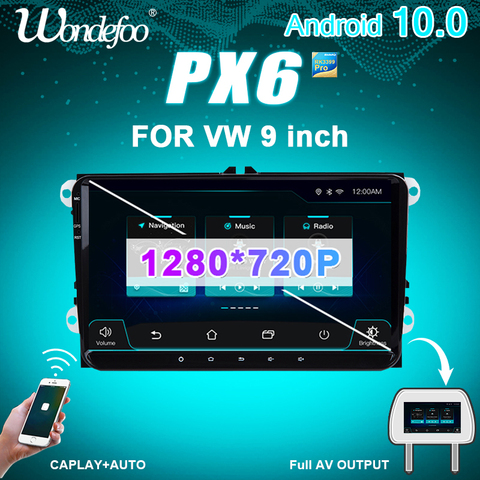PX6 2 DIN Android 10 Car Radio for Seat Altea Toledo VW GOLF 5/6 Polo Passat B6 CC Tiguan 2din auto audio stereo navigation ► Photo 1/6