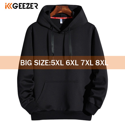 Men Hoodies 5XL 6XL 7XL 8XL Hooded Sweatshirts Men Hood Streetwear Male Black 2022 Spring Autumn Casual Solid Color Long Sleeve ► Photo 1/6