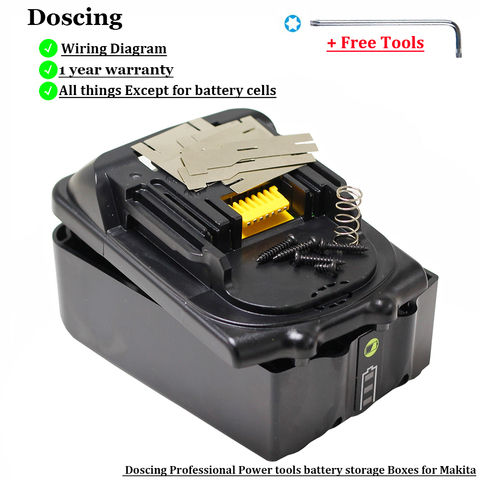 Doscing Li-ion Battery Case Charging Protection Circuit Board Box For Makita 18V BL1830 3.0Ah 5.0Ah LED Battery Indicator ► Photo 1/6