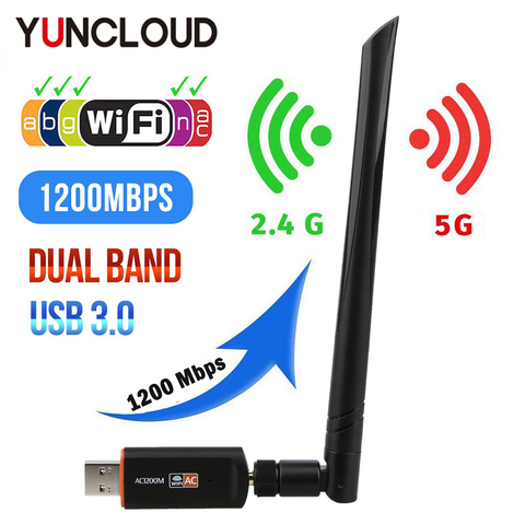 Wifi Adapter Wireless USB Free Driver 1200Mbps 600Mbps Lan USB Ethernet 2.4G 5G Dual Band Wi-fi Network Card  802.11n/g/a/ac ► Photo 1/6