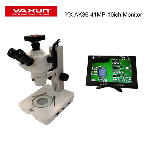 YAXUN YX-AK36 8X--50X Professional trinocular stereo microsope  Mobile phone repair microscope wtih 41MP camera ,10 inch Monitor ► Photo 1/6