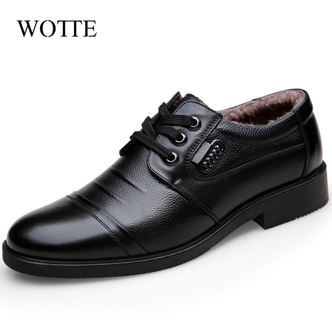 Winter Mens Shoes Fashion Men Genuine Leather Casual Shoes Business Plus Cashmere Warm Cotton Shoes With/No Fur chaussure homme ► Photo 1/6