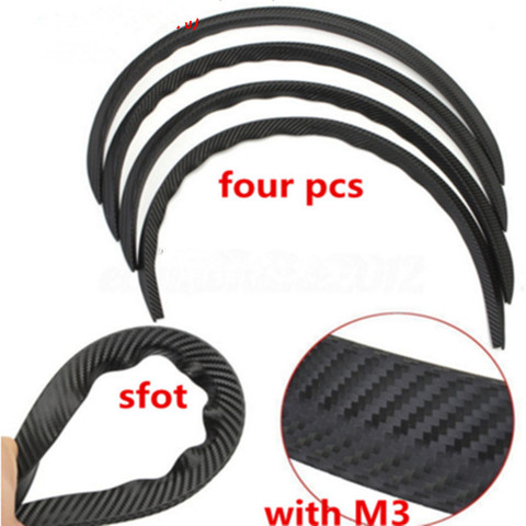 Universal car wheel trims carbon fiber rubber  truck wheel eyebrow protector flare arch trims lips fender flares 4pcs ► Photo 1/6