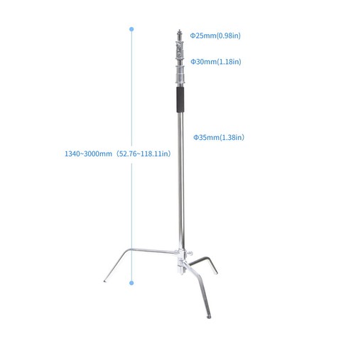 Heavy Duty Light Stand with Detachable Base 5-10 feet/1.6-3.2 meters Adjustable C Stand with 2 Risers for Photography ► Photo 1/6