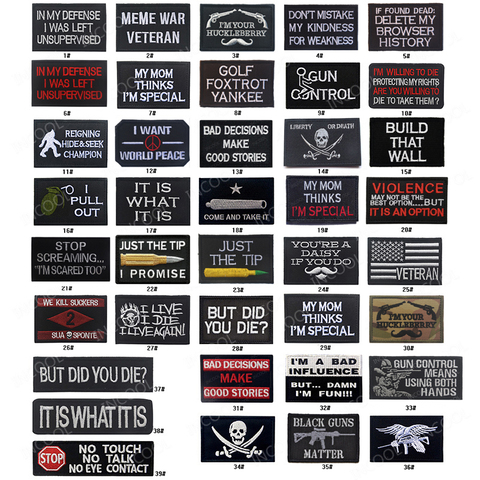 3D Embroidery Patch Funny Words Military Patches Tactical Combat Appliques Emblem Veteran Pirate Skull Embroidered Badges ► Photo 1/6