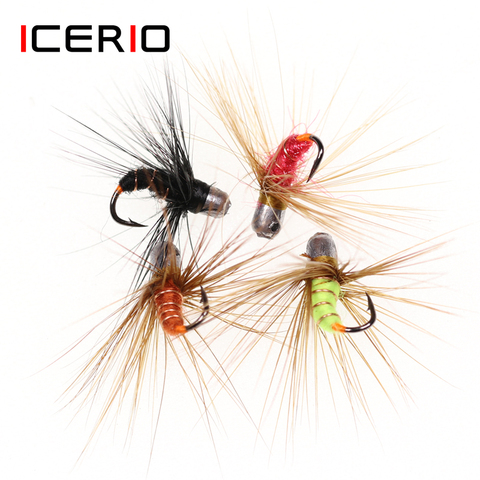 ICERIO 8PCS Ice Fishing Jig Head Fishing Hooks Worms Fly Lure Winter Bass Mormyshka Bait Jigging Fishing Tackle ► Photo 1/6