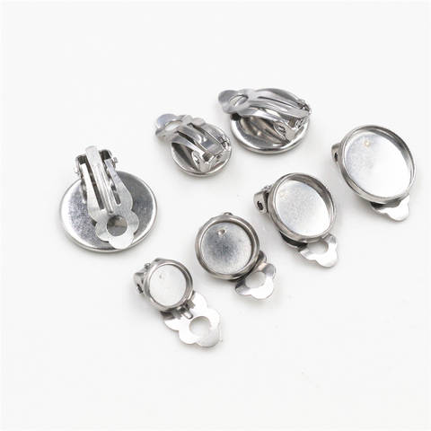 6/8/10mm 10pcs/lot Stainless Steel Material Ear Clips ,Stainless Steel Earring Base Cameo Bezels Tray For Jewelry Supplies ► Photo 1/1