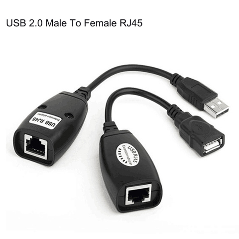 USB 2.0 Male To Female Cat6 Cat5 Cat5e 6 Rj45 LAN Ethernet Network Extender Extension Repeater Adapter Converter Cable ► Photo 1/1