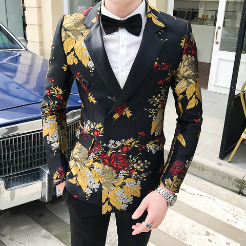 2022 Blazer Hombre Mens Slim Fit Blazer Jacket Business Affairs Printing Single Man's Suit Loose Coat Chaqueta Hombre Formal ► Photo 1/6