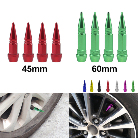 4Pcs Universal Aluminum Car Styling Tunning Car Tire Valve Stem Cap Spike Shaped Metal Dust Covers Lid for Bicycle Motorcycle ► Photo 1/6