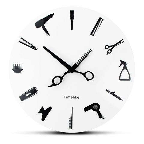 Hair Salon Hair Stylist Tools Wall Clock Beauty Salon Modern Design Wall Clocks Novelty Horloge Relogio De Parede Home Decor ► Photo 1/6