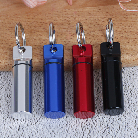 1pc Waterproof Aluminum Pill Box Medicine Case Container Bottle Holder Keychain Carabiner Outdoor Pill Case PillBox ► Photo 1/6