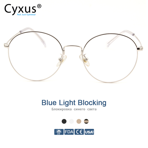 Cyxus Blue Light Blocking Computer Glasses Anti Eye Strain UV Protection Korean Round Metal Frame Gaming Men/Women Eyewear 8090 ► Photo 1/6