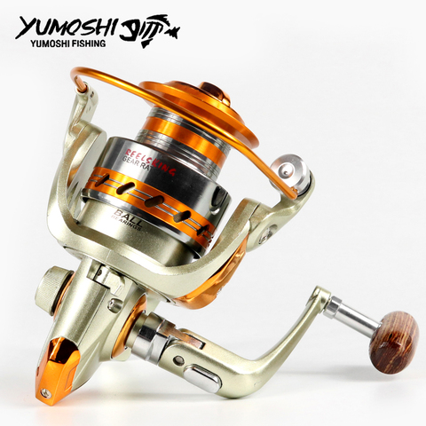 500 - 9000 Series Metal Superior Spinning Sea Fishing Reel Ratio 5.2:1 12BB wood handle carretilhas de pe Wheel Lure Reel ► Photo 1/6