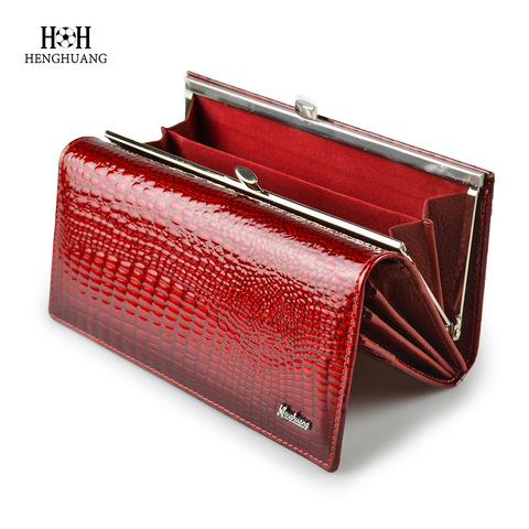 HH Alligator Womens Wallets Luxury Patent Crocodile Genuine Leather Ladies Clutch Purse Hasp Long coin Multifunctional purses ► Photo 1/6