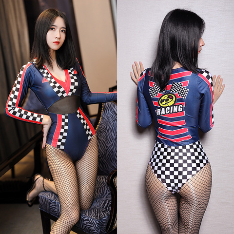 New Racing Girl Sexy Cosplay Costumes for Women Hollow Tight suitPatchwork Mesh Sex Erotic Lingerie Bodysuit with Sexy stockings ► Photo 1/6