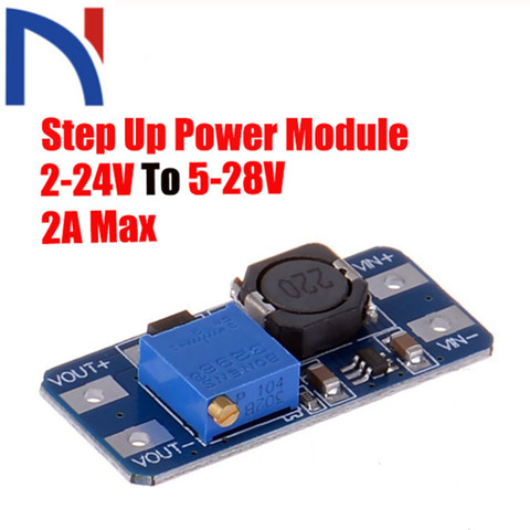 MT3608 DC-DC Adjustable Boost Module Feed Converter  Voltage Regulator Module 2 V-24 V to 5 V-28 V 2A Max ► Photo 1/6