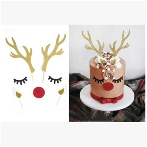 Christmas Ornament Deer Cake Topper Snowflake Cakecup Topper Christmas Baking Decoration Christmas Decoration for Home Navidad-S ► Photo 1/6