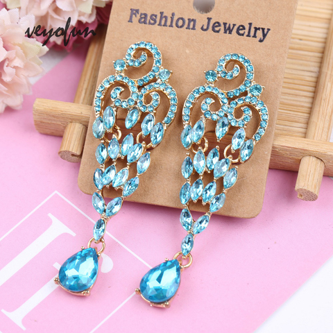 Veyofun Crystal Hollow out Dangle Earrings for Women  Luxury Drop Earrings Vintage Jewelry ► Photo 1/6