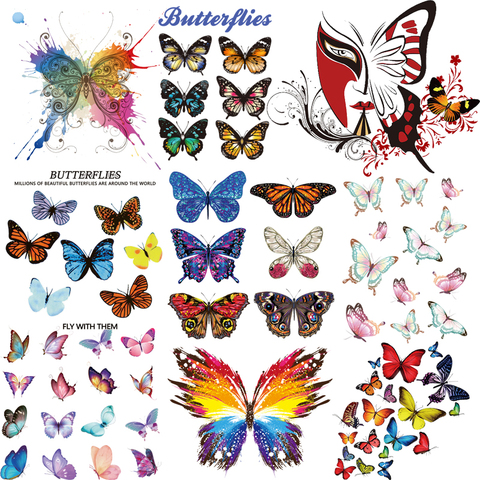 Butterfly Iron On Transfers for Clothes Butterflies Iron on Patches Decals  Butterfly Iron Patches Thermo Adhesive Stickers Washable Clothing Applique