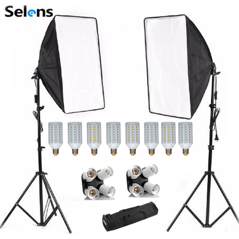 Photography Softbox Lightbox Kit 8 PCS E27 LED Photo Studio Camera Lighting Equipment 2 Softbox 2 Light Stand with Carry Bag ► Photo 1/6