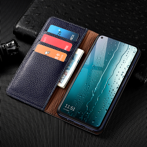 Litchi Wallet Genuine Leather Flip Case For iPhone 6 6S 7 8 Plus X XS XR 11 12 Pro Mini SE 2022 Max Business Cover Cases ► Photo 1/6