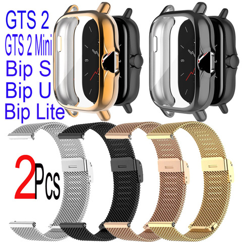 Watchband Case For Xiaomi Amazfit GTS 2 Mini Bip S U Pro Bracelet Strap Screen Protective Cases Milanese Band For Colmi P8 Plus ► Photo 1/5