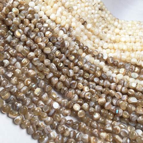 Natural Stripes Shell Beads Mother of Pearl Shells Loose Round Beads For Jewelry Making DIY Bracelet Necklace 15'' Strand 5-6mm ► Photo 1/6