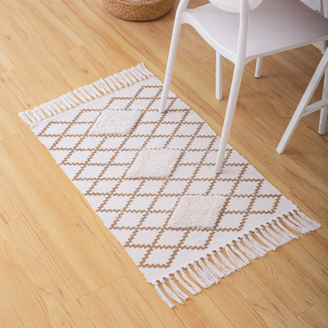 Cotton Linen Woven Carpet, Entrance Rugs For Hardwood Floors In Kitchen