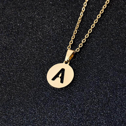 2022 New Gold Hollow Letter Necklace for Women Stainless Steel Initial Alphabet Pendant Chain Necklaces Choker Name collar mujer ► Photo 1/6