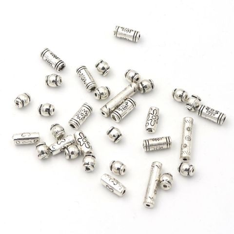 50pcs 5 Styles Tibetan Silver Gold Color Tube Spacer Loose Metal Beads Charm For Jewelry Making Finding Accessories Wholesale ► Photo 1/5
