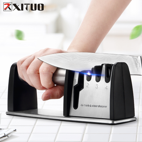 Professional Knife Sharpener 4 Stages Kitchen Sharpening Stone Grinder scissors knives Whetstone Diamond Ceramic Sharpener Tool ► Photo 1/6